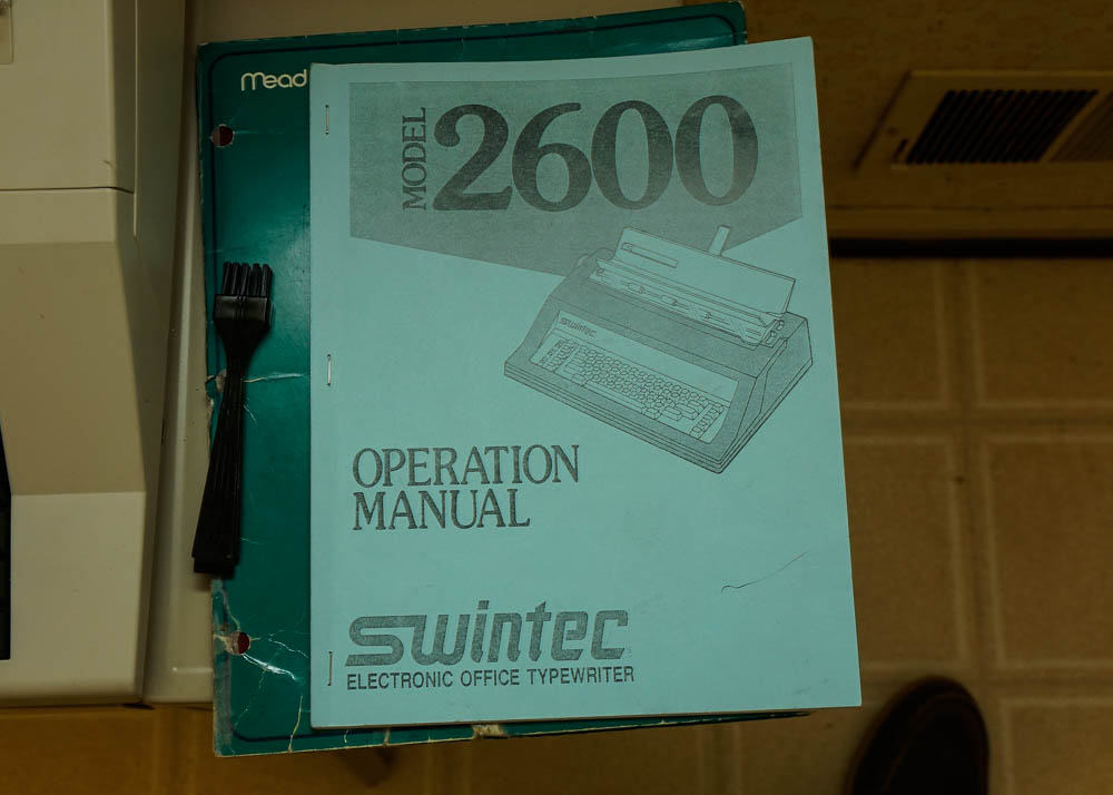 Nakajima Electronic Office Typewriter with Metal Desk and Lamp