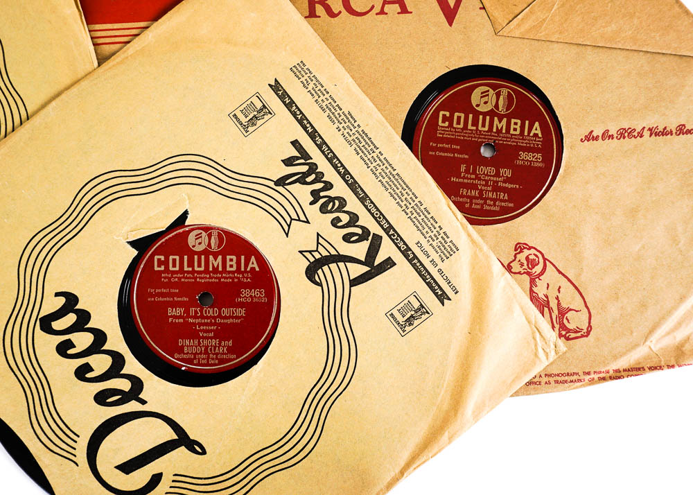 Assorted Columbia and Decca 10" & 12" 78 RPM Records