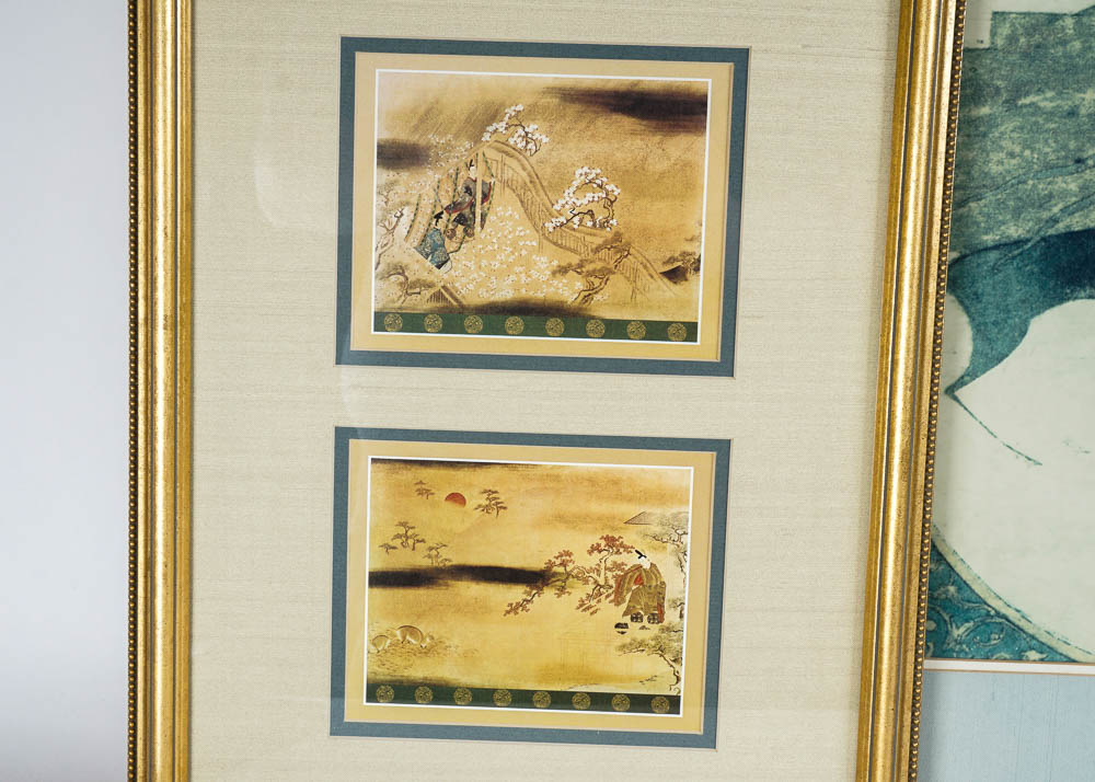 Collection of Framed Asian Artwork