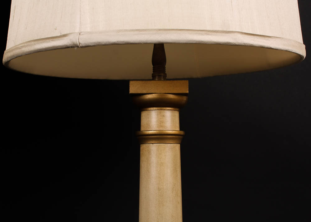 Painted Lamp Pair with Silk Shades