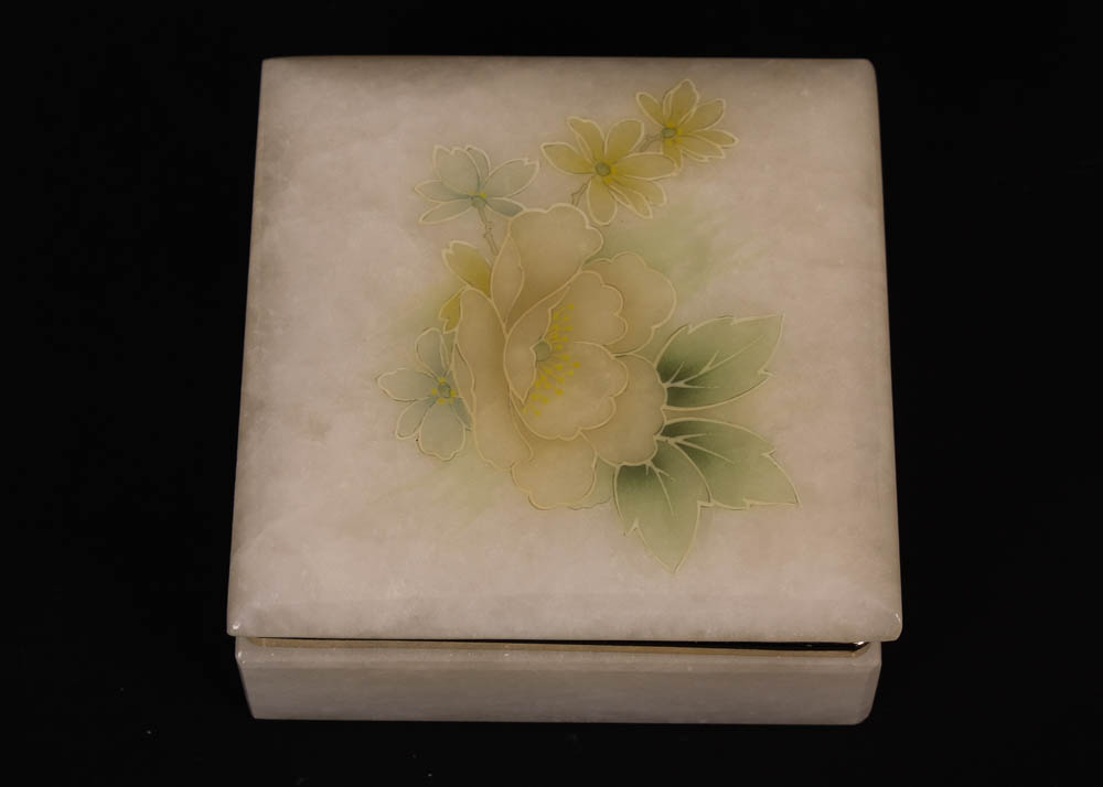 Italian Alabaster Trinket Box and Stone Bookends