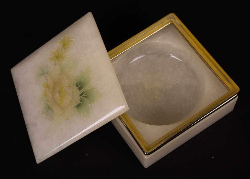 Italian Alabaster Trinket Box and Stone Bookends