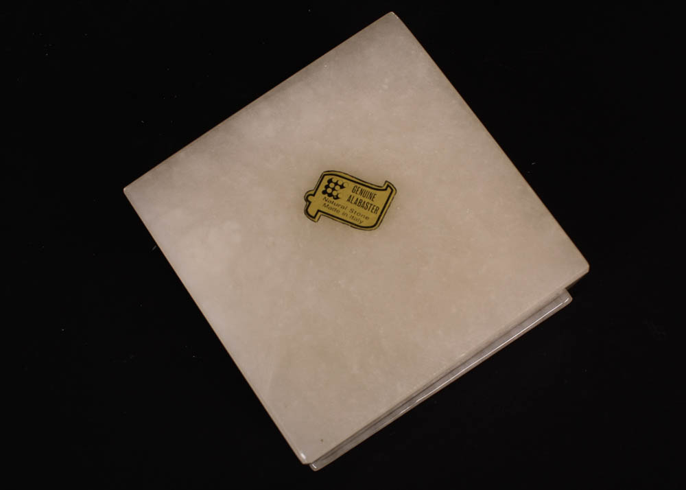 Italian Alabaster Trinket Box and Stone Bookends