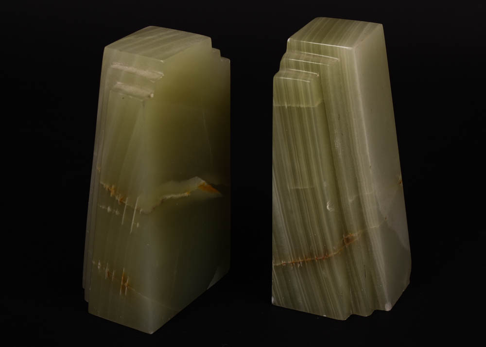 Italian Alabaster Trinket Box and Stone Bookends