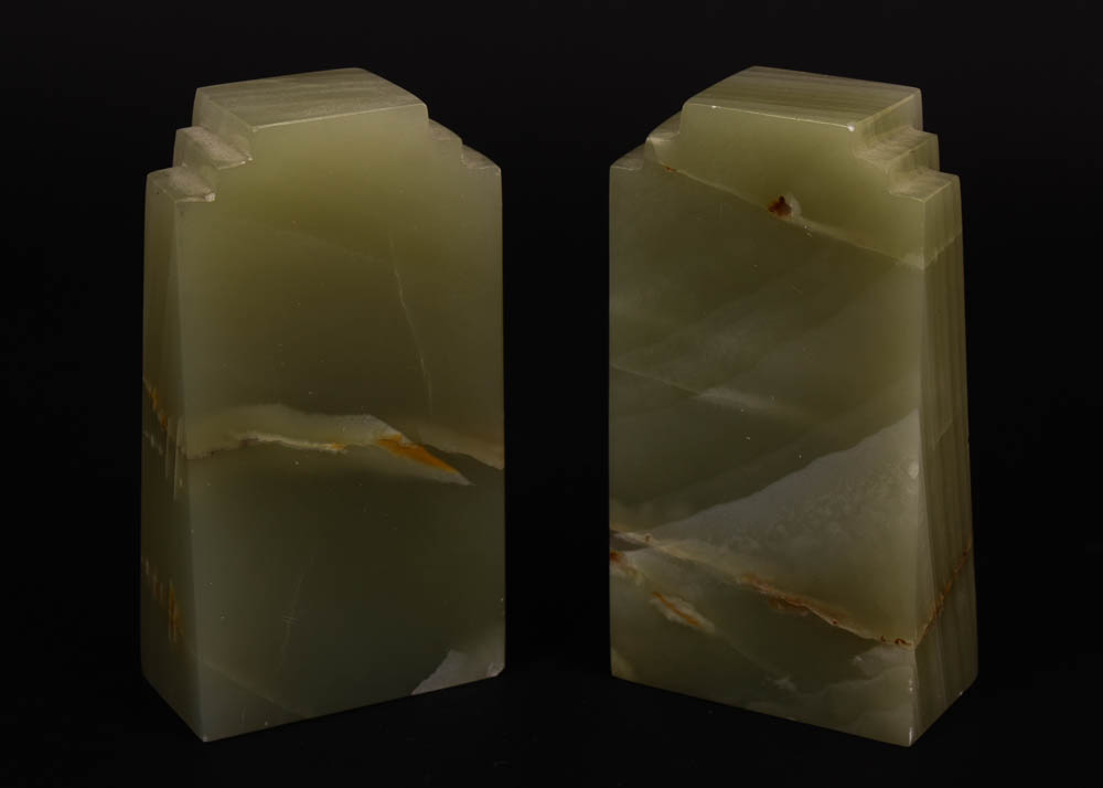 Italian Alabaster Trinket Box and Stone Bookends