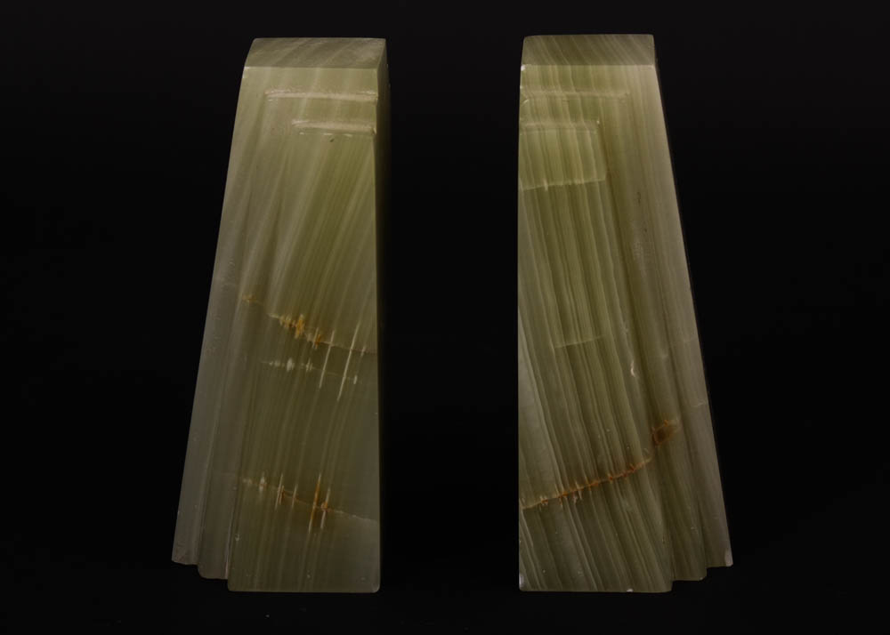 Italian Alabaster Trinket Box and Stone Bookends