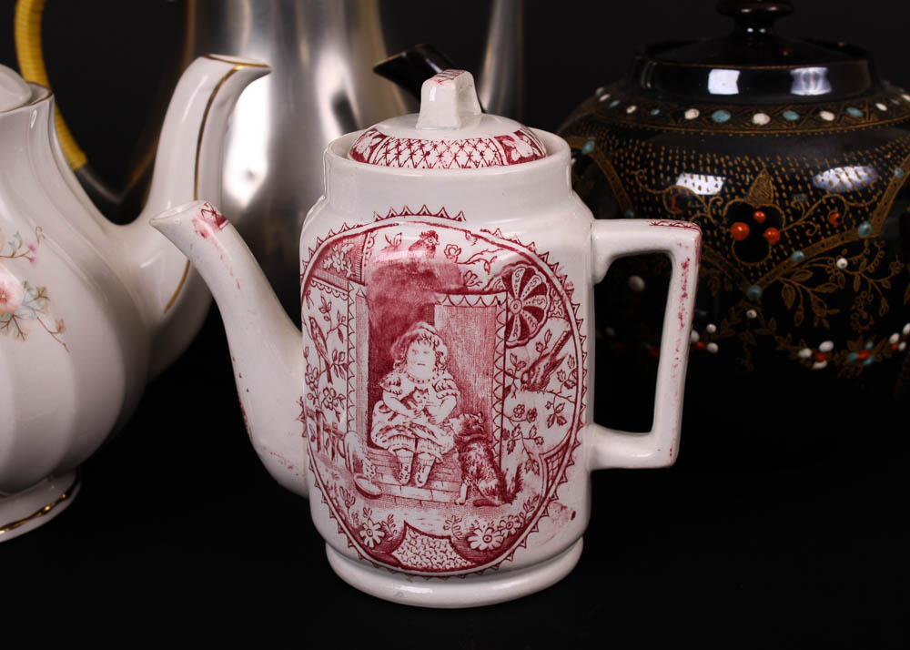 Trio of Decorated Teapots
