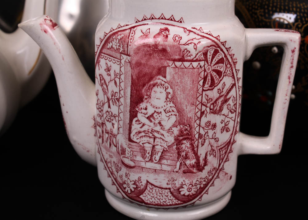 Trio of Decorated Teapots