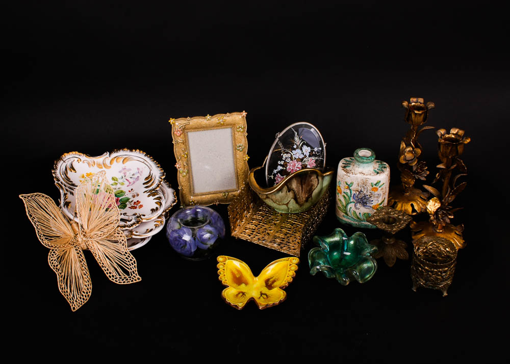 Eclectic Collection of Floral Themed Home Decor Items