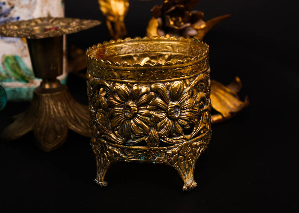 Eclectic Collection of Floral Themed Home Decor Items