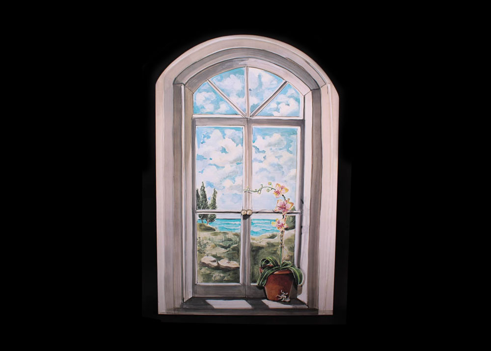 Hand Painted Faux Window Panel by Kristy B. Edwards