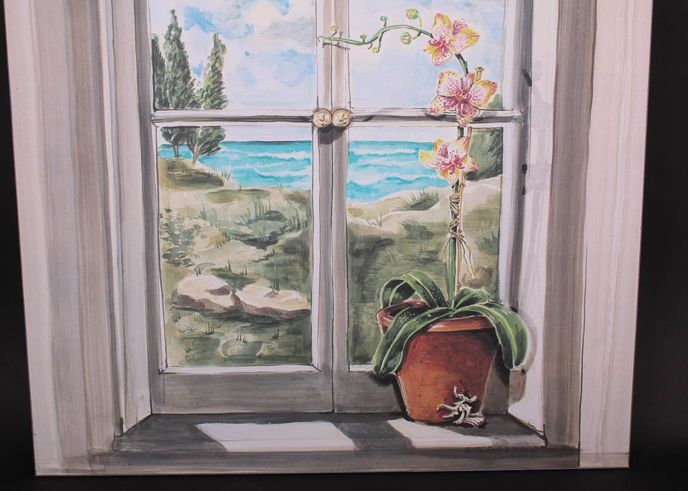 Hand Painted Faux Window Panel by Kristy B. Edwards