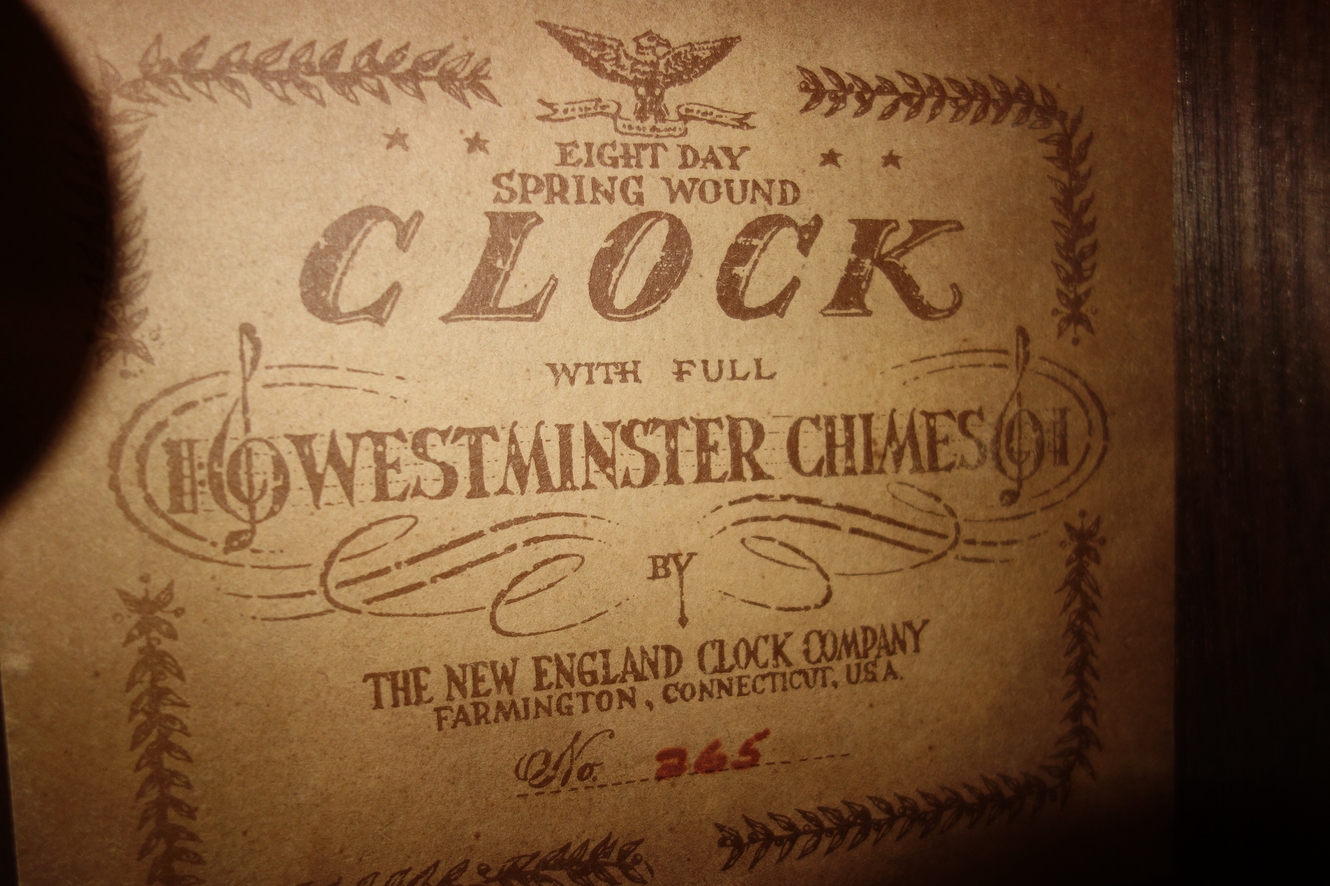 Vintage New England Eight Day Pendulum Wall Clock