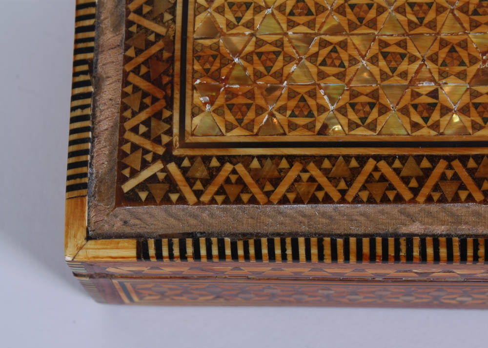 Vintage Parquet and Mother of Pearl Trinket Box