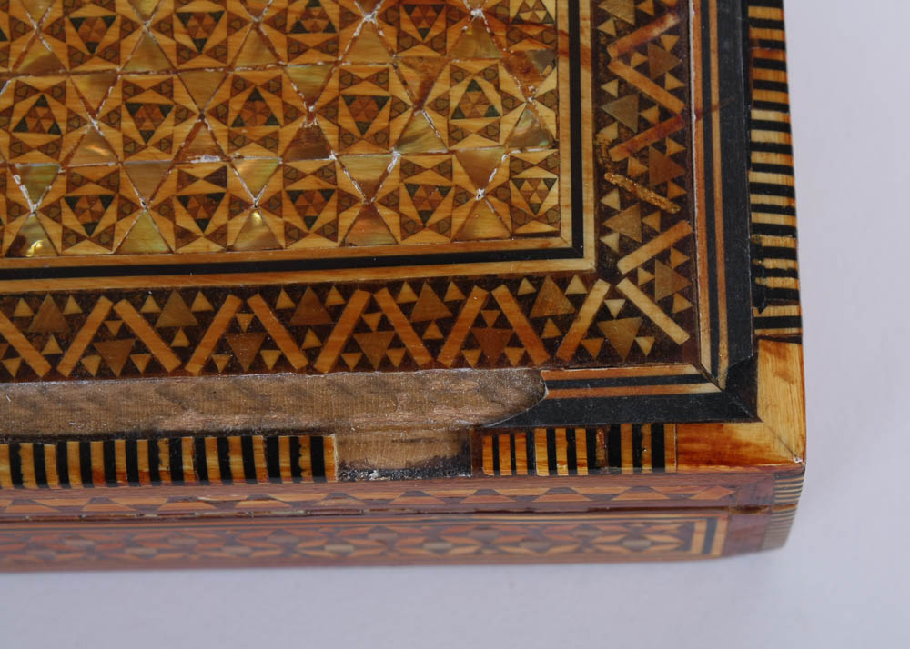 Vintage Parquet and Mother of Pearl Trinket Box