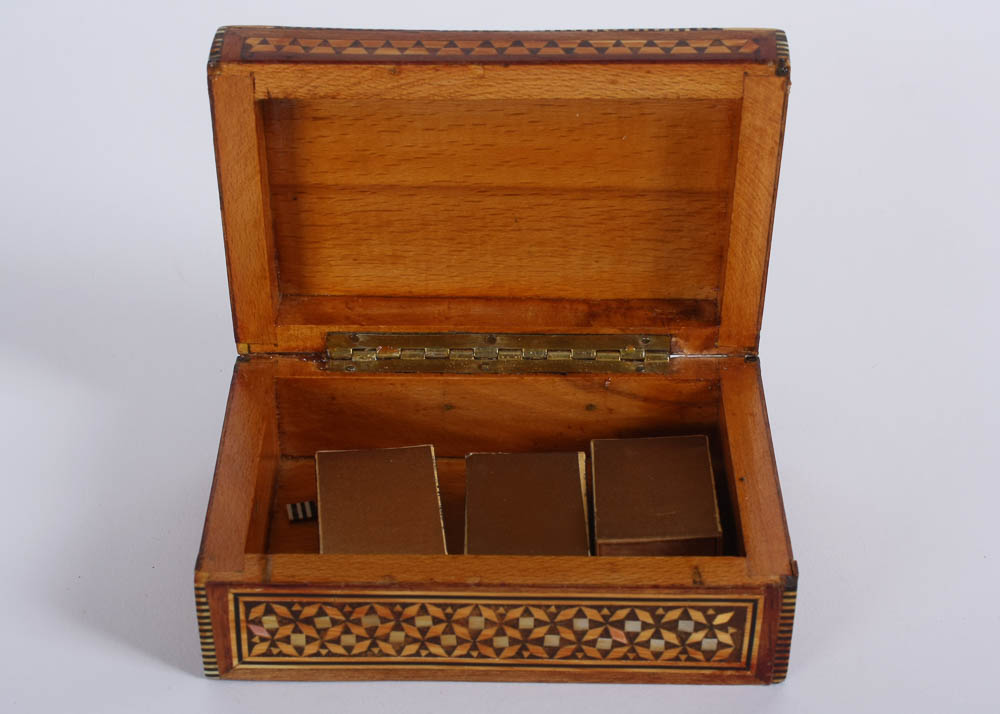 Vintage Parquet and Mother of Pearl Trinket Box