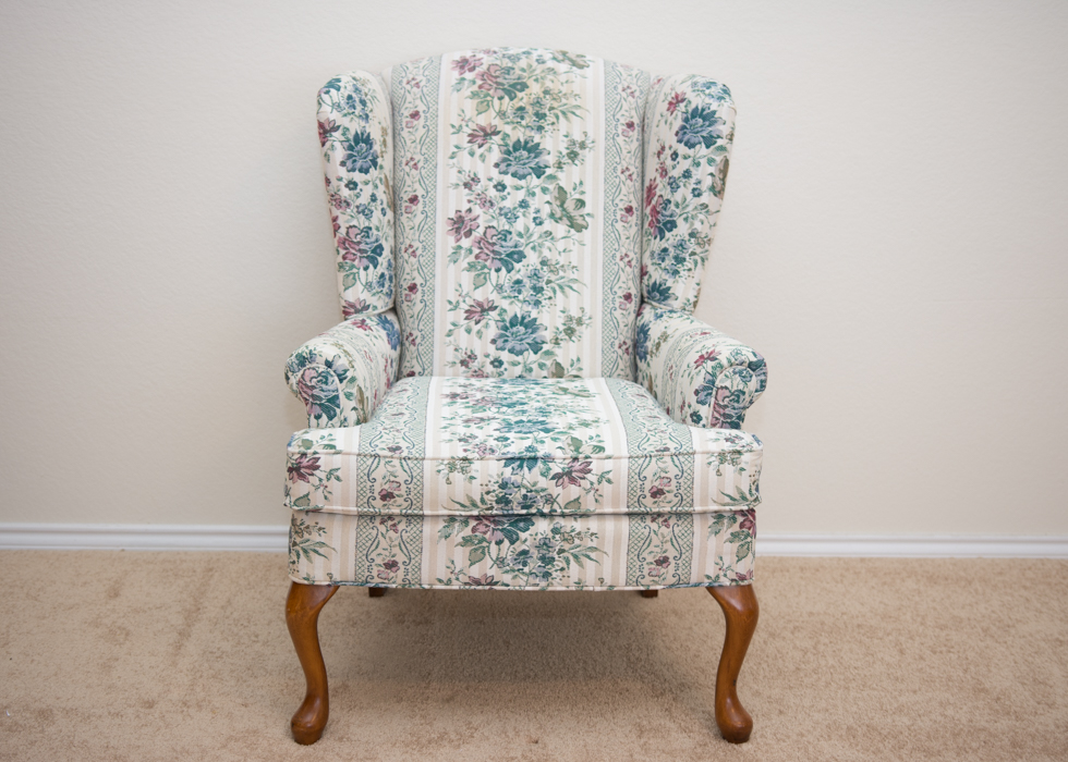 Floral Print Wingback Chair