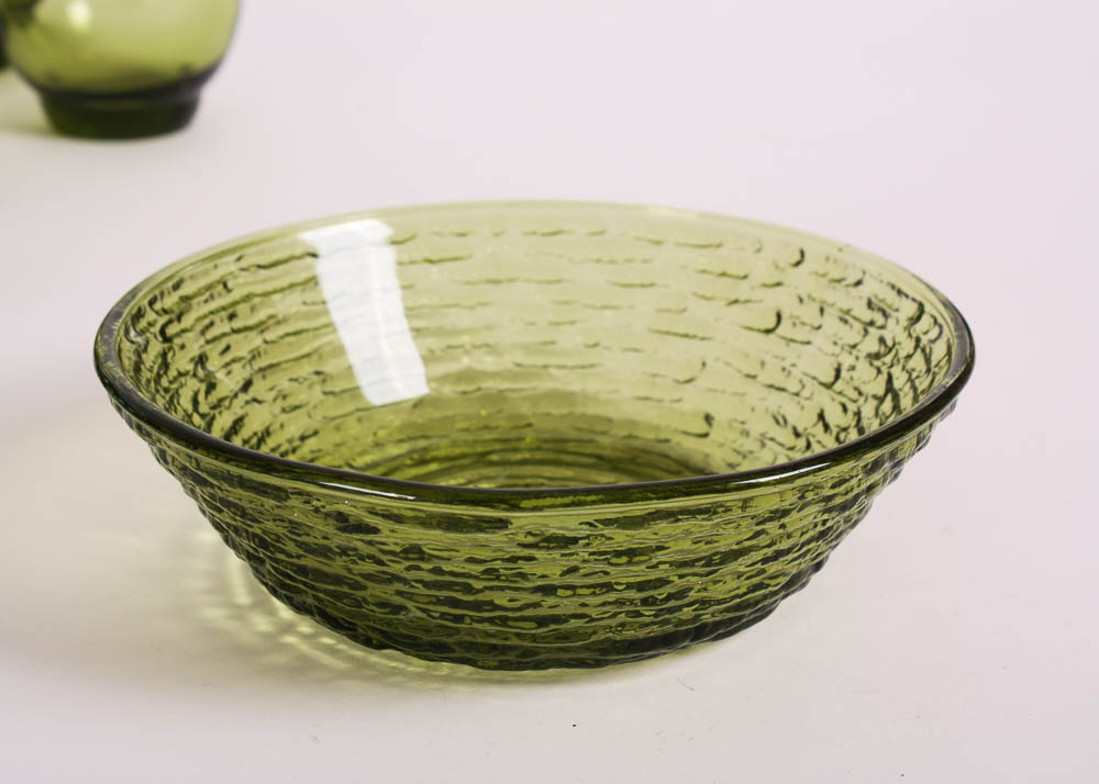 Assorted Green Glass Collection.