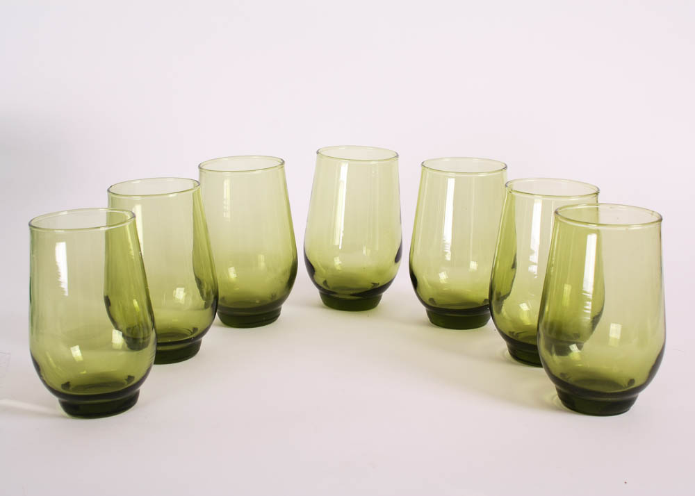 Assorted Green Glass Collection.