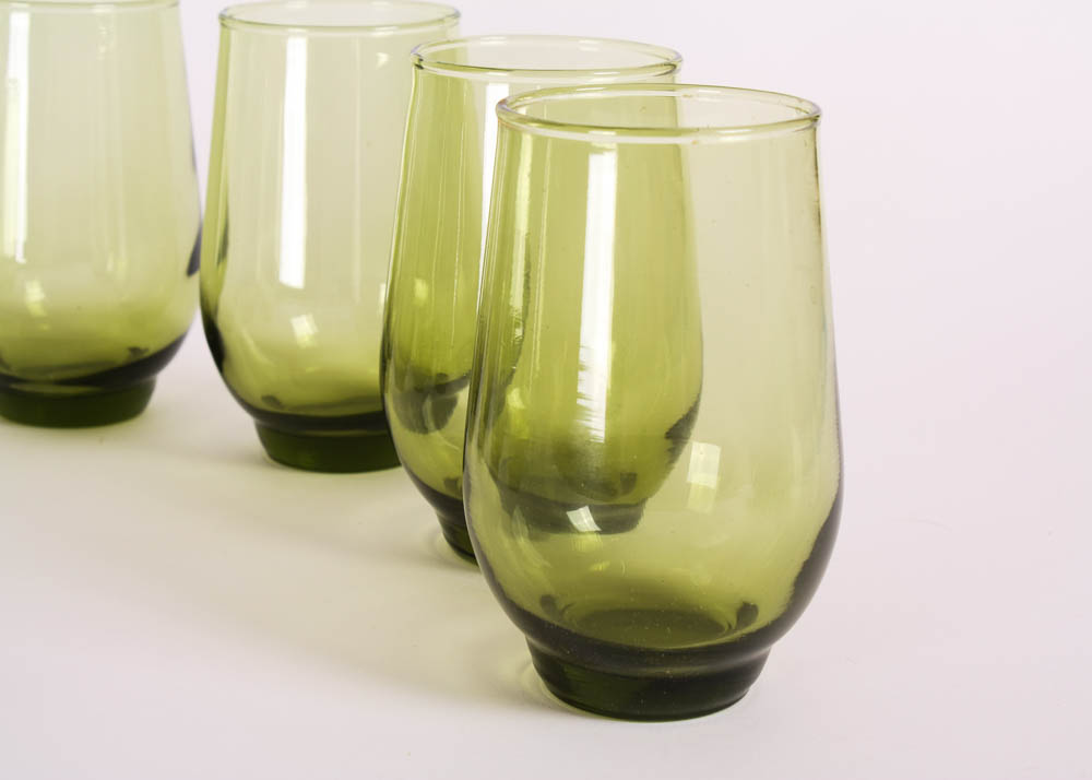 Assorted Green Glass Collection.