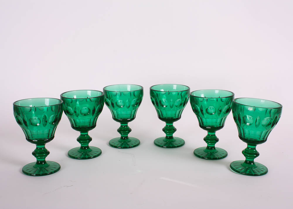 Assorted Green Glass Collection.