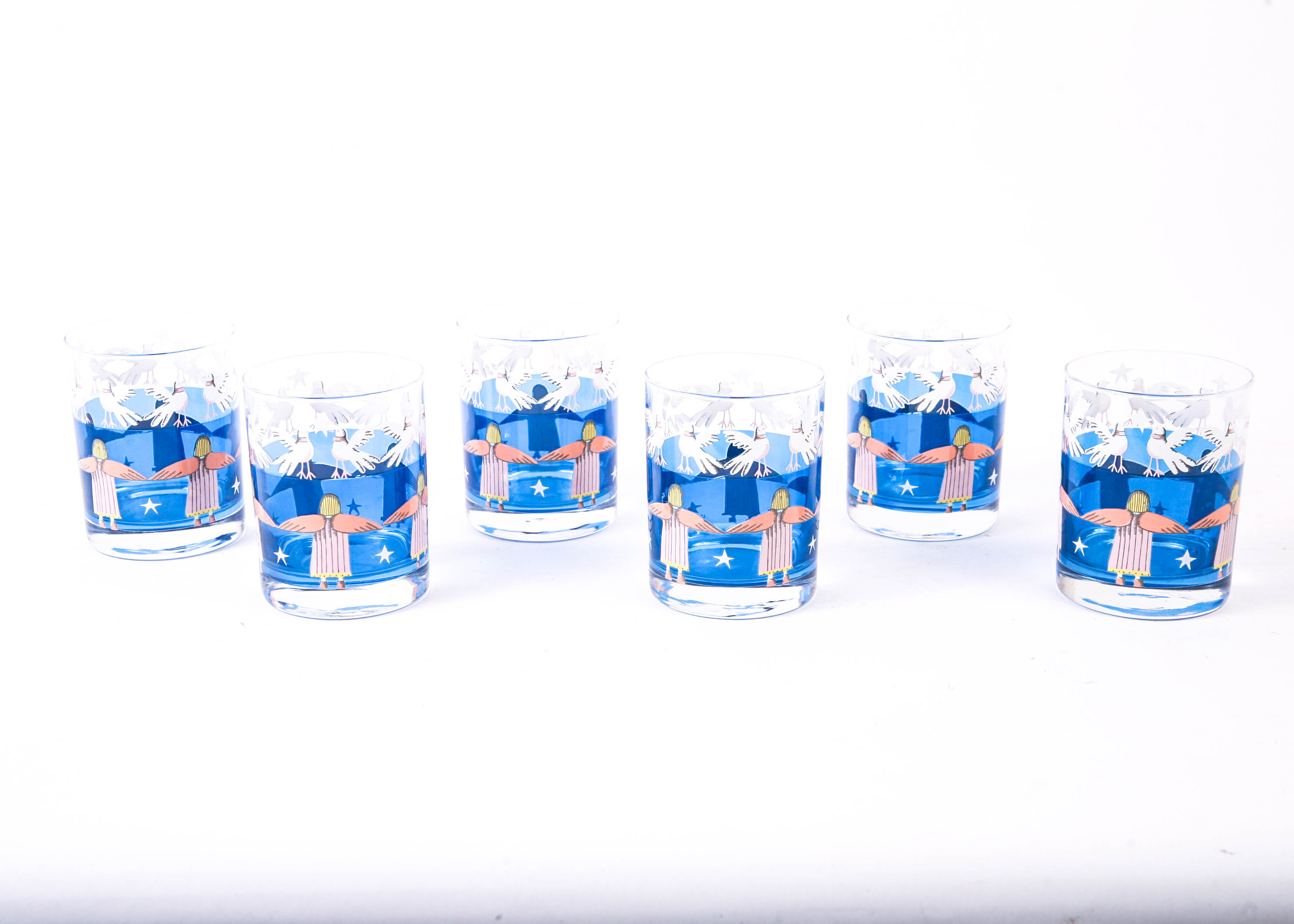 Vintage Neiman Marcus Angel and Dove High Ball Glasses