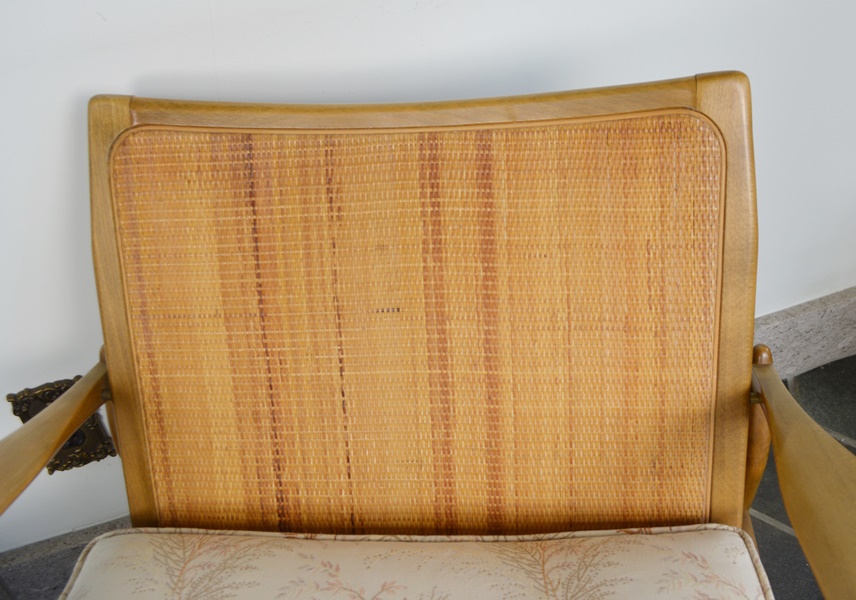 Pair of Mid Century Modern Wood Armchairs With Cushions