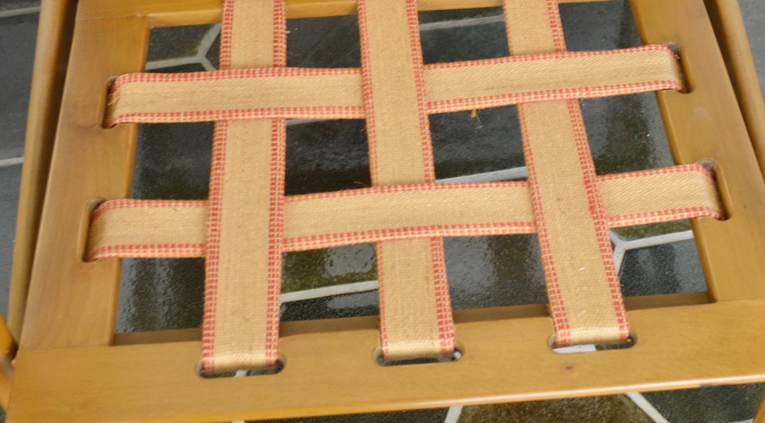 Pair of Mid Century Modern Wood Armchairs With Cushions