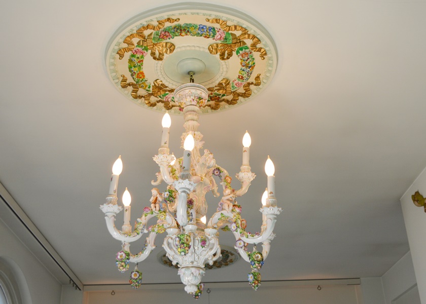 Capodimonte Style Floral and Figural Porcelain Chandelier c. 1900
