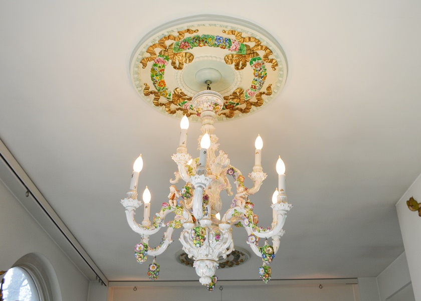 Capodimonte Style Floral and Figural Porcelain Chandelier c. 1900