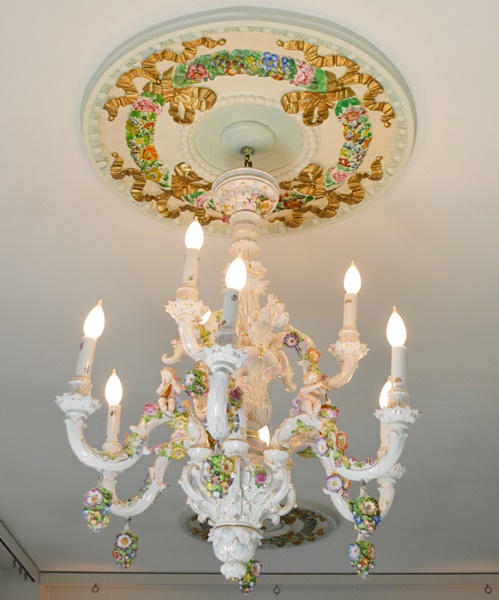 Capodimonte Style Floral and Figural Porcelain Chandelier c. 1900