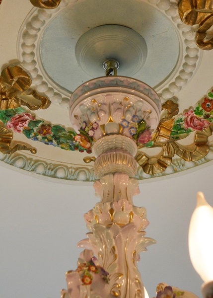 Capodimonte Style Floral and Figural Porcelain Chandelier c. 1900