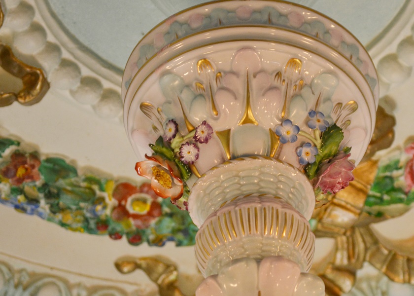 Capodimonte Style Floral and Figural Porcelain Chandelier c. 1900