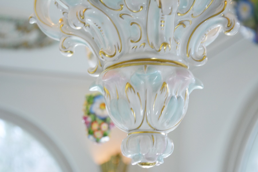 Capodimonte Style Floral and Figural Porcelain Chandelier c. 1900