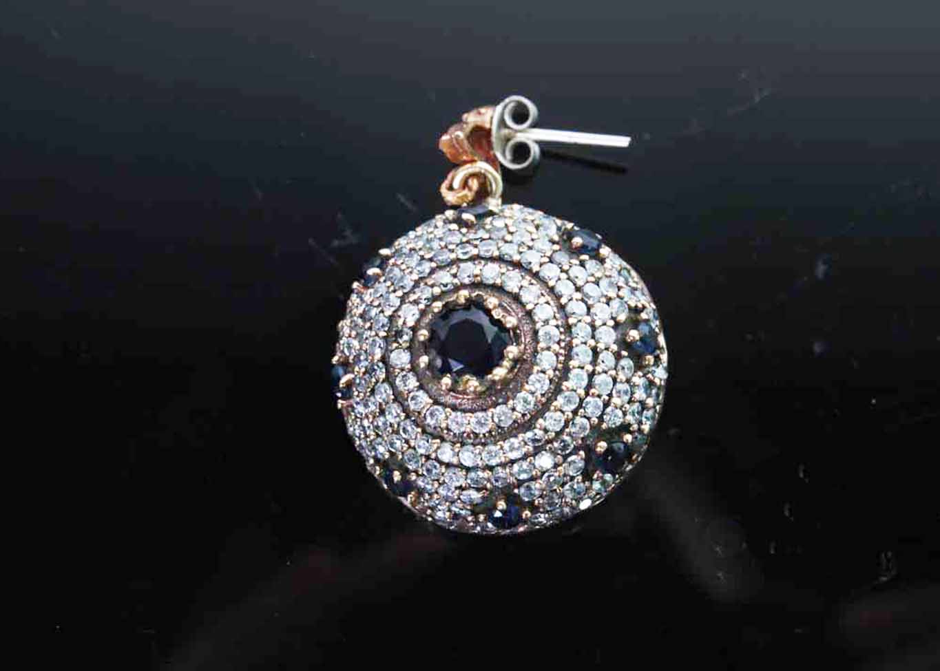 Two-Tone Ottoman Empire Style Sapphire and Crystal Earrings