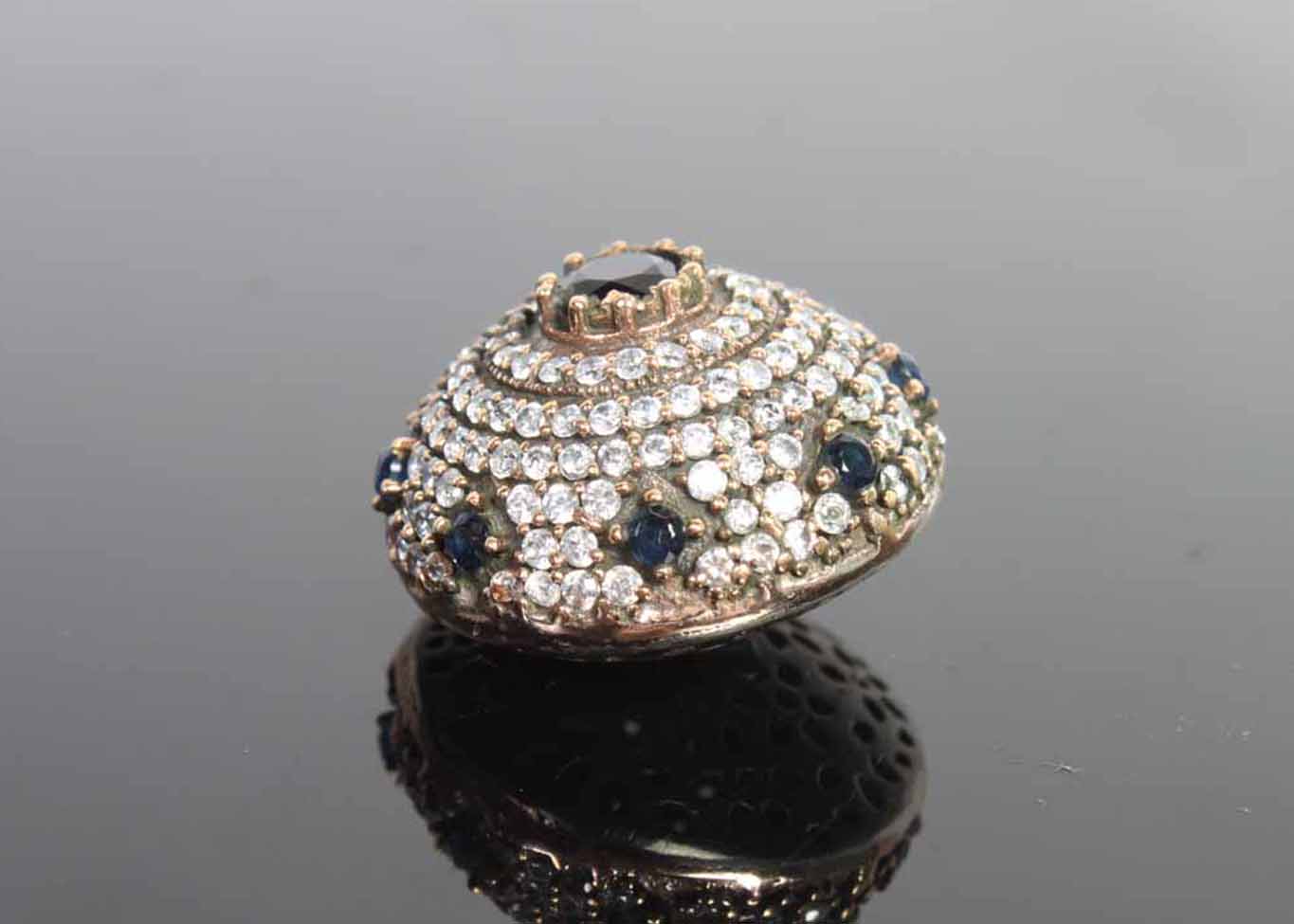 Two-Tone Ottoman Empire Style Sapphire and Crystal Earrings