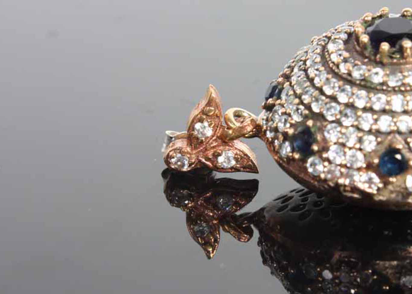 Two-Tone Ottoman Empire Style Sapphire and Crystal Earrings