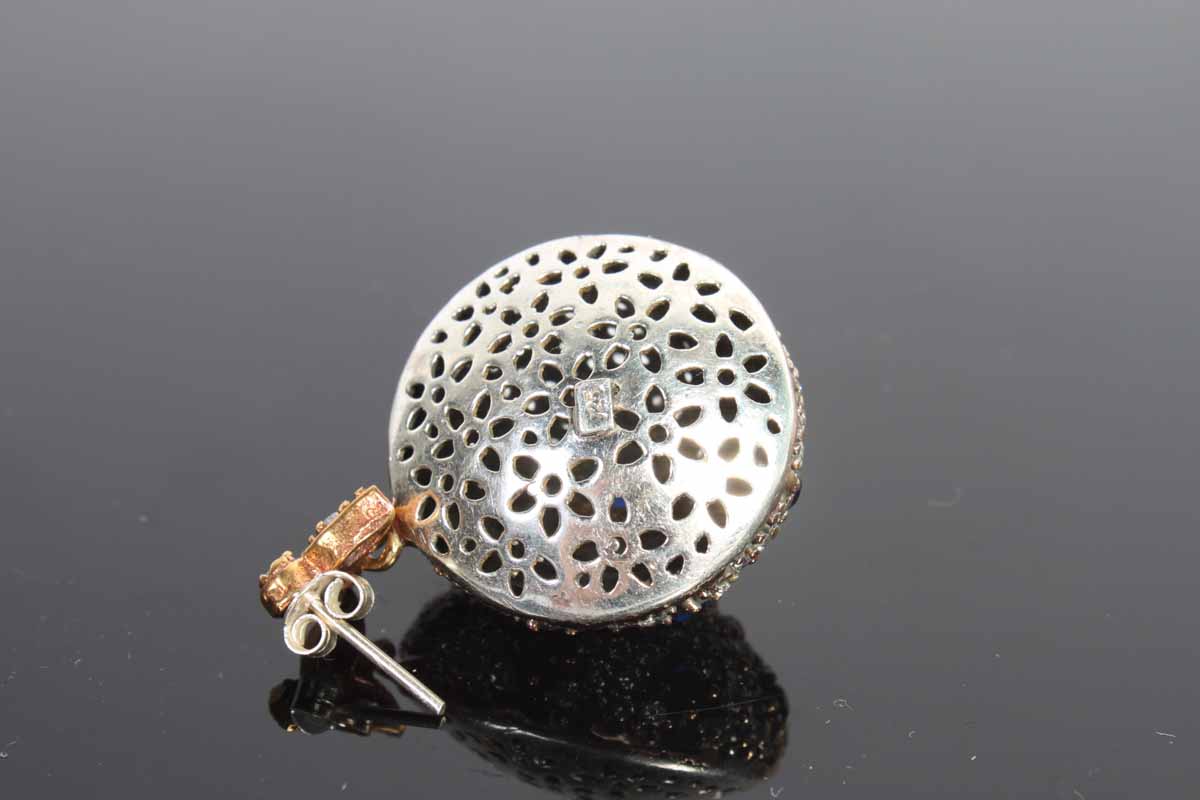 Two-Tone Ottoman Empire Style Sapphire and Crystal Earrings