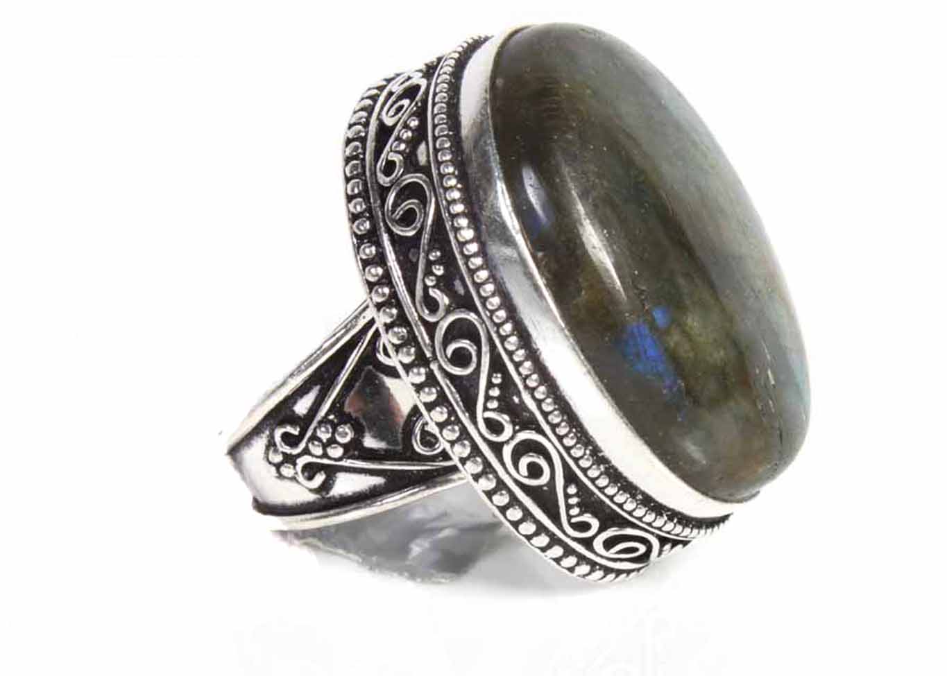 Sterling Silver Labradorite Statement Ring