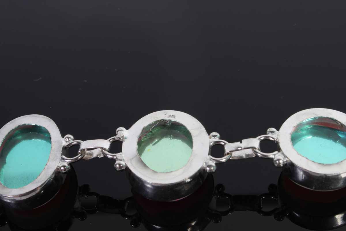 Sterling Silver Plated Foiled Glass Bracelet