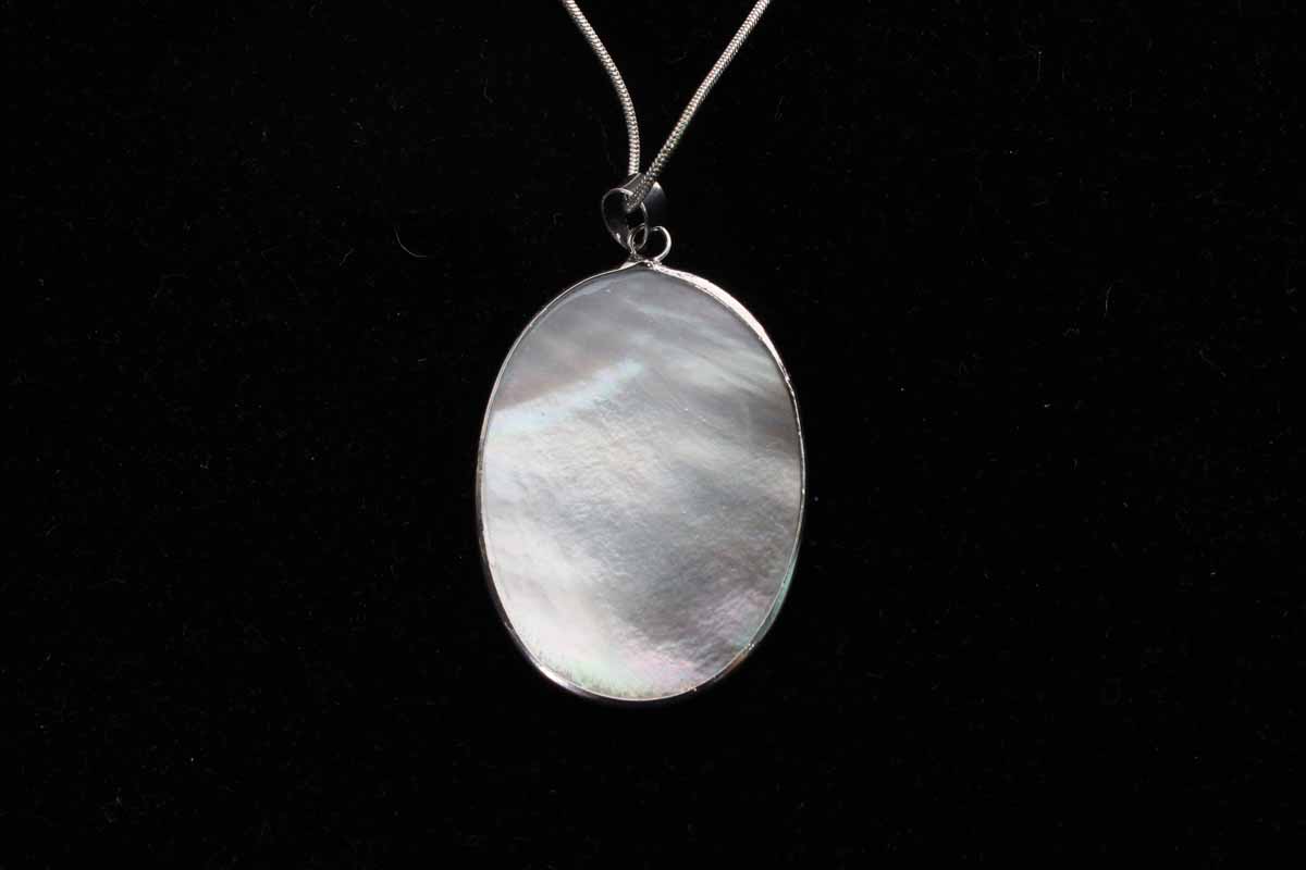Sterling Silver Necklace with Abalone Shell Cameo Pendant