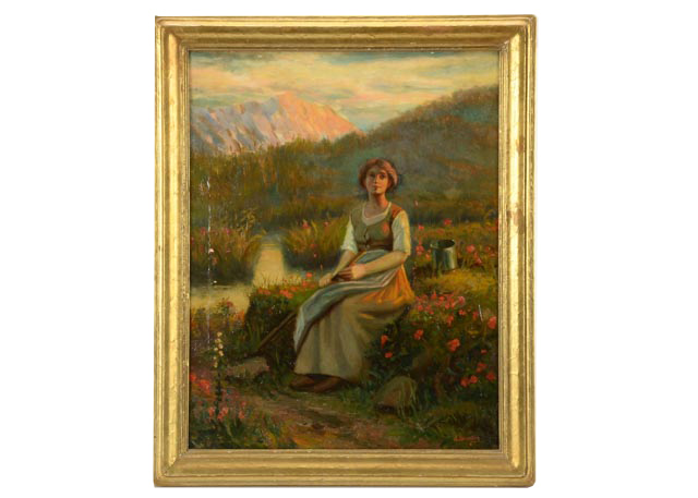 L. Paupin Antique Oil on Canvas Portrait