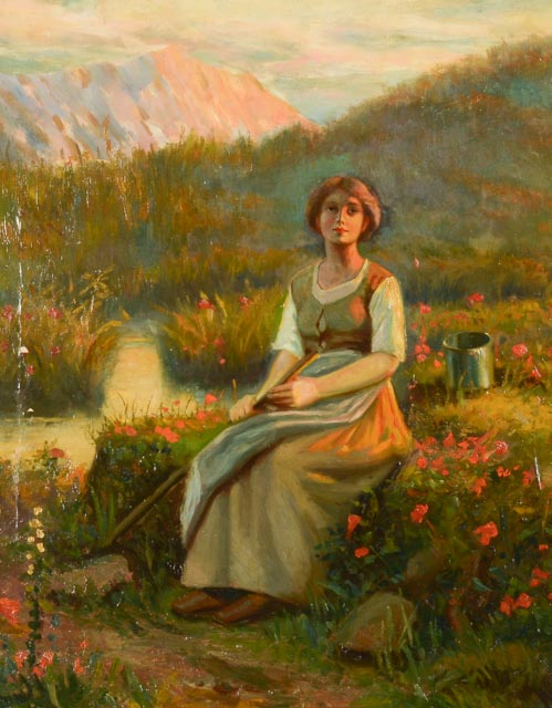 L. Paupin Antique Oil on Canvas Portrait