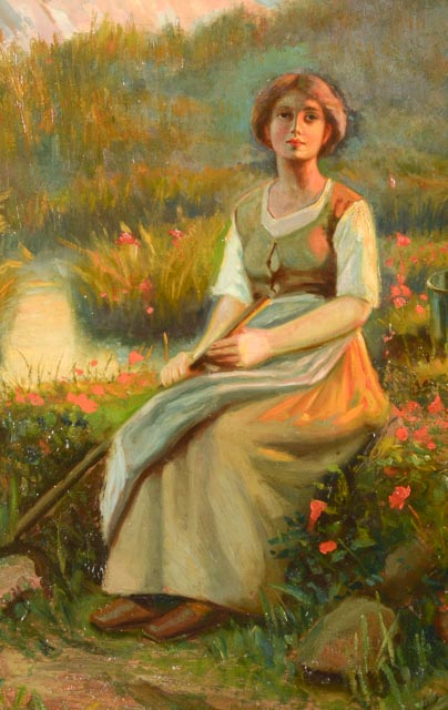 L. Paupin Antique Oil on Canvas Portrait