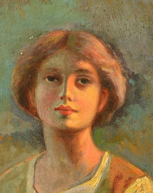 L. Paupin Antique Oil on Canvas Portrait