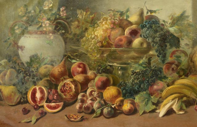 Original Oil on Canvas Still Life with Fruit
