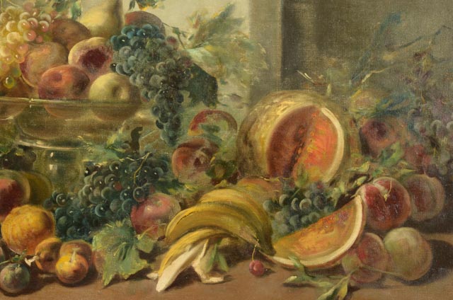 Original Oil on Canvas Still Life with Fruit