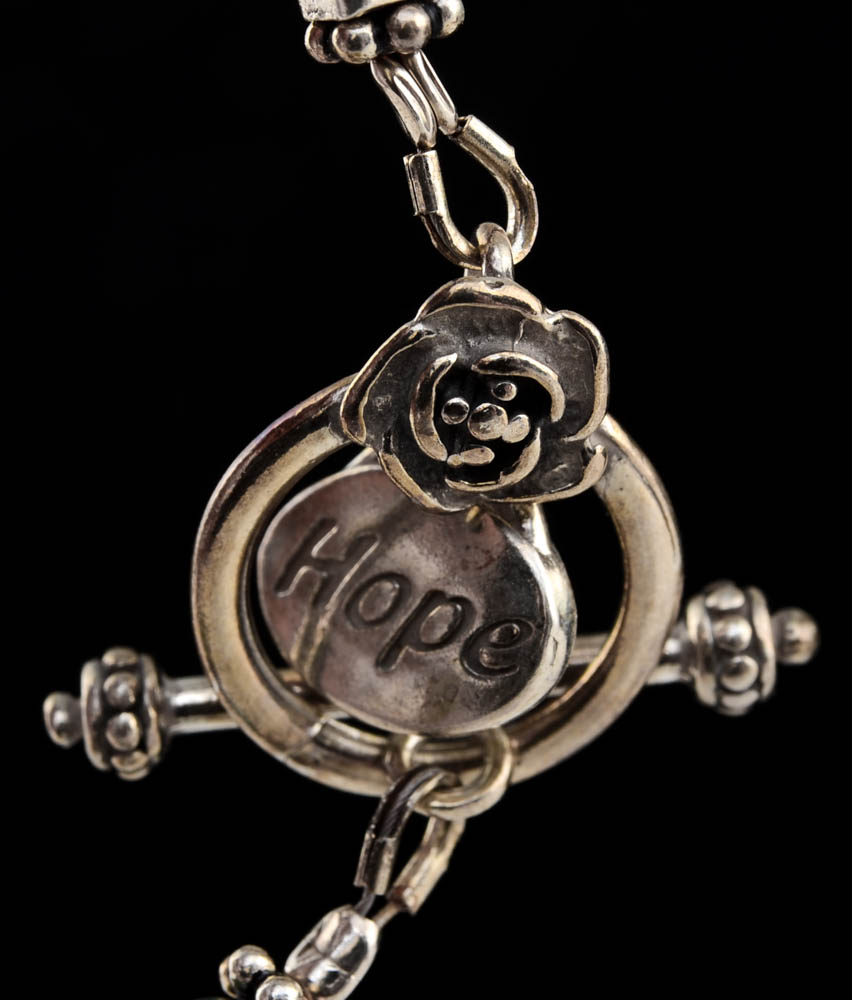 Two Sterling Bracelets with Amethyst, Peridot and More