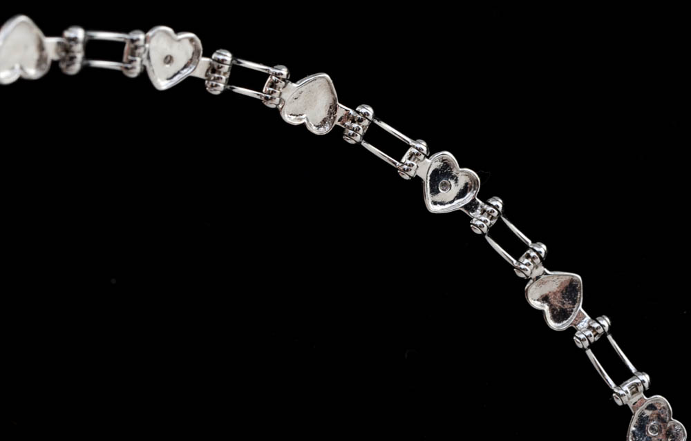 10K White Gold Heart Shaped Diamond Bracelet