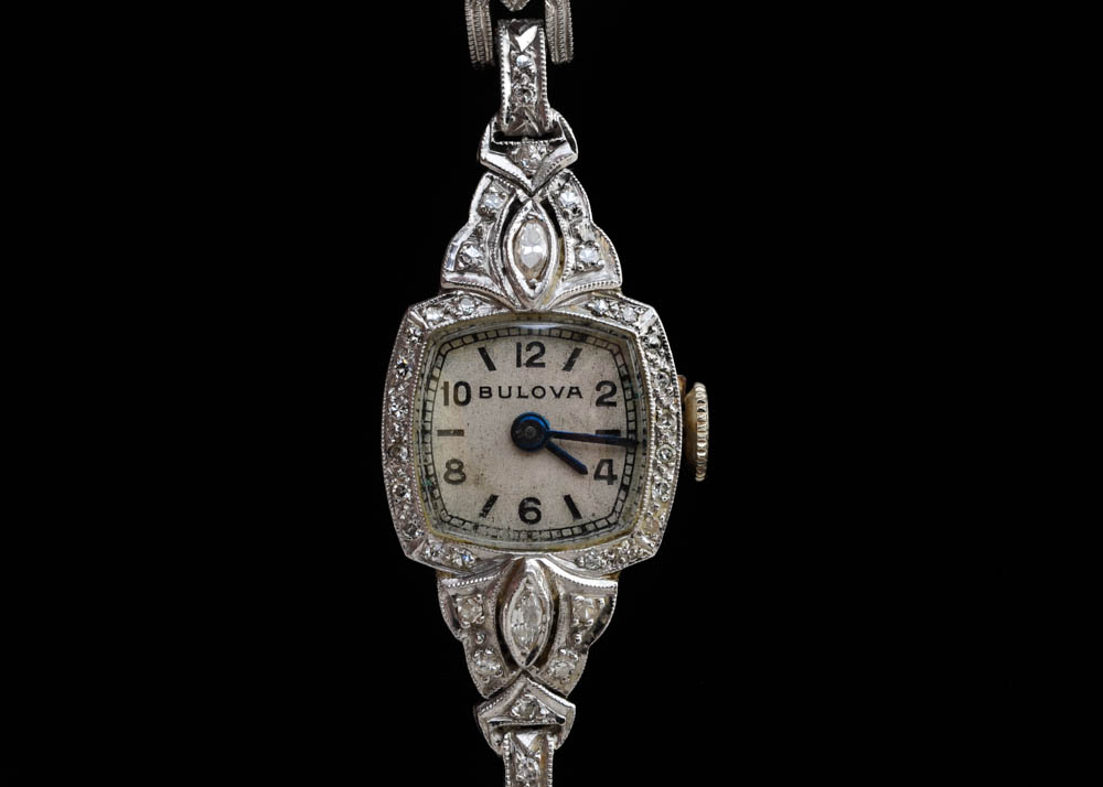 Vintage Lady's Bulova Platinum and Diamond Watch